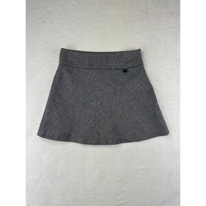 Gap Mini Skirt Womens 1 Grey Tweed Y2K Wool A-Line Academia Preppy Fall 2004